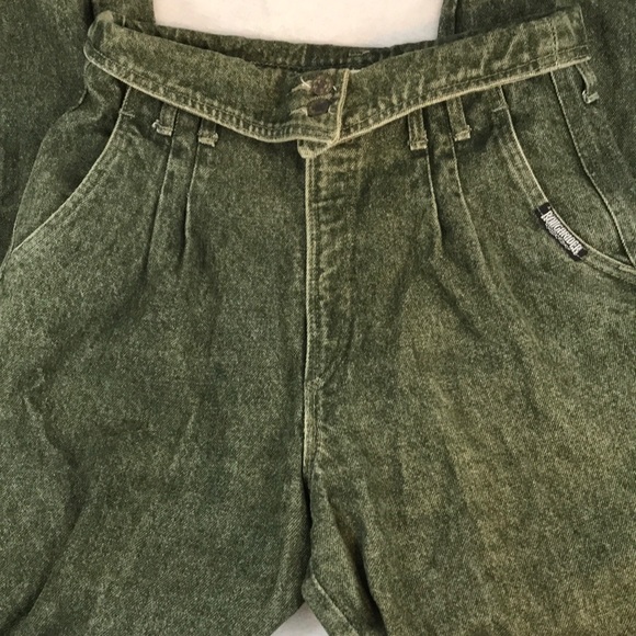 Roughrider Denim - Vintage 1980s fold waist green Roughrider jeans